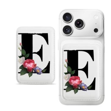 Imagem de Porta-cartão magnético E-letter para iPhone, capa fina de couro PU, capa para cartão, capa traseira para cartão, acessório de telefone fofo