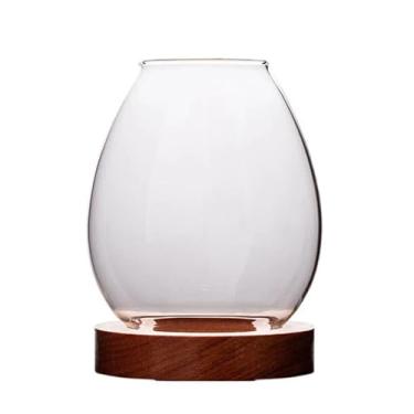 Imagem de Castiçal de vidro transparente redondo tealight castiçais retrô em forma de lâmpada de óleo suporte de vela decoração de mesa de jantar de casamento, transparente, 10,5 * 8 * 4 cm