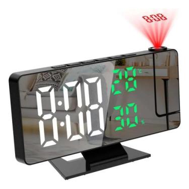 Imagem de Relógio Despertador Projetor Led Espelhado Data Temperatura - gaosilio