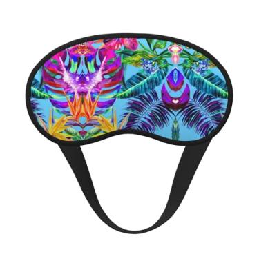 Imagem de Máscara de dormir blackout com estampa de plantas tropicais de flor rosa máscara de luz macia para dormir meditação viagem ioga