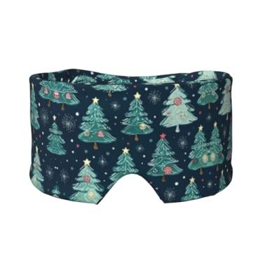 Imagem de Máscara protetora para olhos e orelhas com estampa de estrelas, bola de árvore de Natal, respirável, ajustável, blecaute, confortável