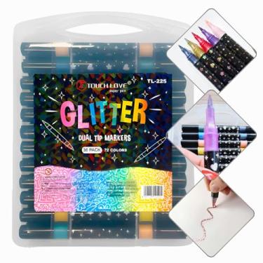 Imagem de Marcadores Touch 36 Canetinhas Glitter | 72 Cores Vibrantes Dupla Ponta | Kit Artístico para Desenho, Lettering, Scrapbook e Escola