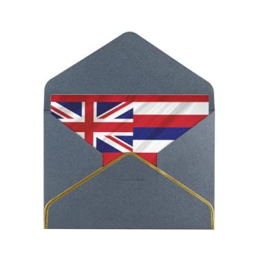 Imagem de SKKNT Bandeira do Havaí American Print Cartões comemorativos para todas as ocasiões, convites de festa de aniversário de casamento, 12,7 x 15,2 cm