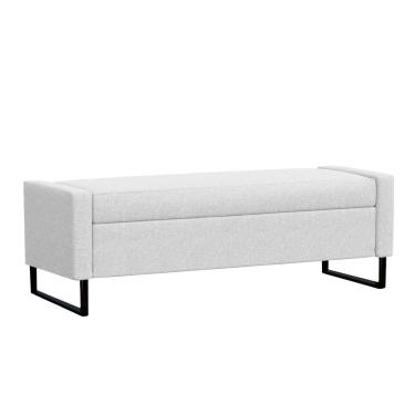 Imagem de Recamier Bau Paris Base De Metal 1,40m Suede Branco - Inova Decorações