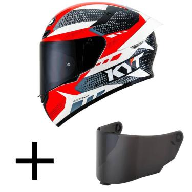 Imagem de Capacete KYT TT Course Gear Preto e Vermelho Mais Viseira Fumê