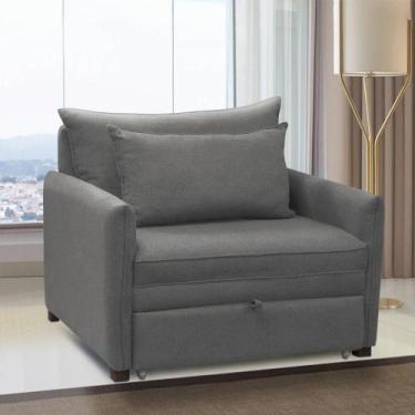 Imagem de Poltrona Cama Retrátil Solteiro Com Rodízio Cloe Bouclê Cinza Escuro E