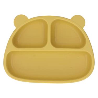 Imagem de Ainoli placa de silicone macio para crianças pequenas, sala de jantar em casa, desenho animado fofo em formato de urso, placa de sucção para lanches, frutas (Prato Único)