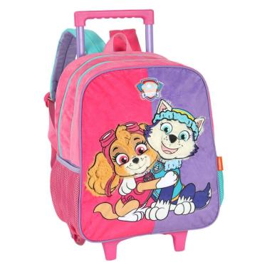 Imagem de Mochila Escolar Rodinhas Patrulha Canina Rosa Skye Everest