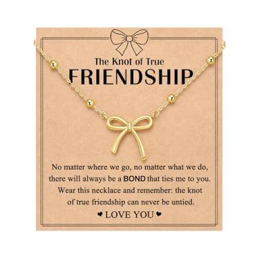 Imagem de UNGENT THEM The Knot That Ties Us Forever - Colar de laço presentes de amizade para mulheres melhores amigas, Aço inoxidável, Sem Pedra Preciosa