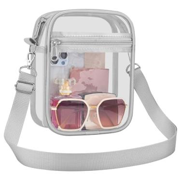 Imagem de UEASE Bolsa transparente aprovada pelo estádio para mulheres, bolsa transversal transparente para eventos em estádios, shows, festivais, Prata, Large