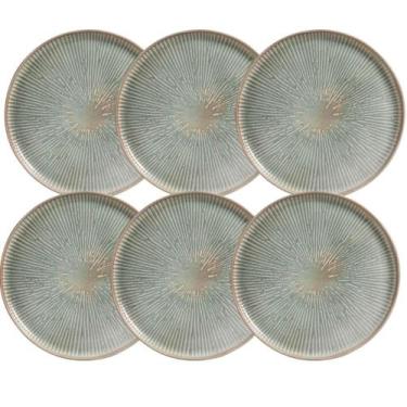 Imagem de Jogo 6 Pratos Rasos Cerâmica Porto Brasil Verde 27,5cm Bio Evergreen M