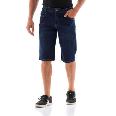 Imagem de Bermuda Jeans Masculina Arauto Clássica, Azul escuro, 38