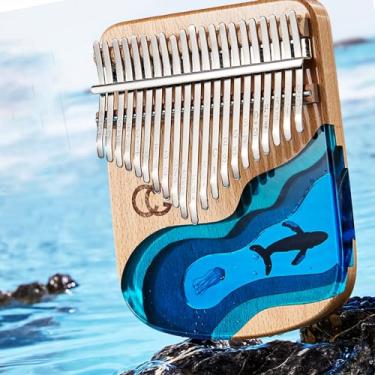 Imagem de Sanpyl Mini Kalimba Dedo Piano Acabamento Brilhante Polegar Piano Instrumento Musical Arrancado para Iniciantes (Baleia 21 Tons)