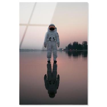 Imagem de Arte de parede de astronauta com impressão acrílica Waking Dream por Art Remedy, pronto para pendurar, 40,6 x 61,8 cm