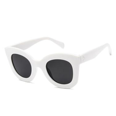 Imagem de Óculos de Sol Femininos e Masculinos Candy Colors Cat Eye com Proteção UV400 para Esportes ao Ar Livre, Corrida e Ciclismo, Branco e Cinza