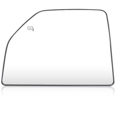 Imagem de Vidro retrovisor superior do lado esquerdo do motorista compatível com Ford F150 2017-2022 Ford F250 F350 F450 F550 Super Duty Vidro de espelho de reboque com placa de apoio, aquecido por energia