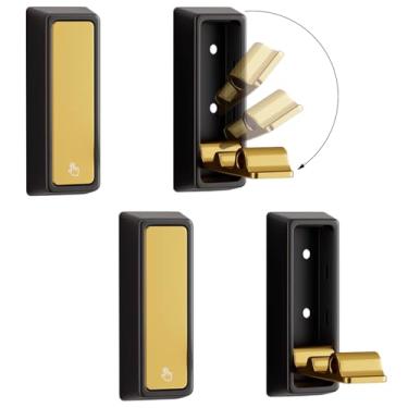 Imagem de Sqsyqz 4 ganchos de parede dobráveis, ganchos dobráveis para toalha de banheiro, ganchos para pendurar casacos, toalhas, roupas, chapéus, bolsas, chaves (ouro + preto)