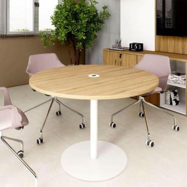 Imagem de Mesa de Reunião Redonda 110cm com Plug Tomada F5 Office - F5 Office G,
