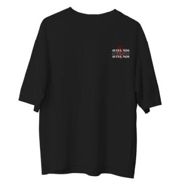 Imagem de Camiseta Cristã Oversized - Aviva-nos  Preta, G