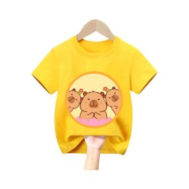 Imagem de Camiseta Infantil De Manga Curta Com Estampa De Capivara Fofa Para Men