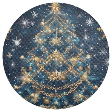 Imagem de xigua Jogo americano redondo para árvore de Natal, conjunto de 1, tapete de mesa redondo antiderrapante resistente ao calor, tapetes de mesa de 48 cm para decoração de cozinha, jantar e festa