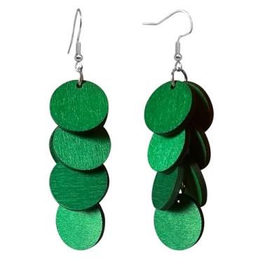 Imagem de Zszkoz Brincos redondos de madeira boêmios para mulheres, leves, feitos à mão, geometria natural, joia de declaração, Small, Madeira, Sem pedra preciosa