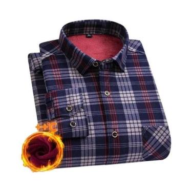 Imagem de Camisa Masculina plus Size De Manga Longa Quente E Grossa 7XL 8XL, Fle