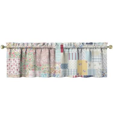 Imagem de Tapesb Saia de cozinha com flores florais engraçadas pequenas cortinas de janela sobre a pia essenciais para decoração de cozinha, quarto, lavanderia, 46 x 137 cm