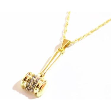 Imagem de Colar Cordão Malhete Direito Justiça Folheado 18k - Milena Folheados