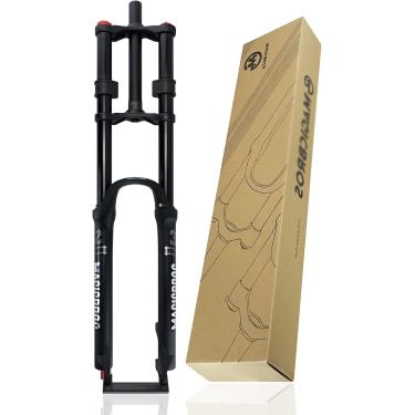Imagem de Dh Mountain Bike Garfo De Suspensão 26/27.5/29 '' Mtb Air Fork Travel 160mm 1-1/8 Straight Double Crown Fork Bloqueio Manual, 26inch