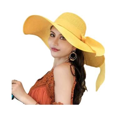 Imagem de Chapéu De Sol Feminino De Cor Sólida Com Aba Larga, Moda De Verão, Est