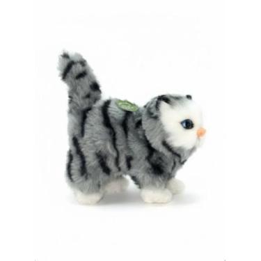 Imagem de Gato Realista Pelúcia Cinza Listra Decoração Com Som Miau - Grupo Mixx