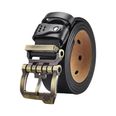 Imagem de Cinto Masculino De Couro Genuíno De Luxo Com Fivela De Pino Vintage Pa