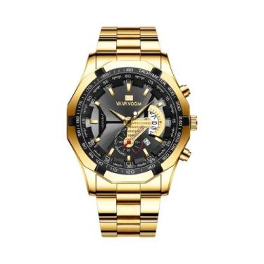 Imagem de Relógio De Pulso Masculino De Luxo Dourado Esportivo De Quartzo À Prov