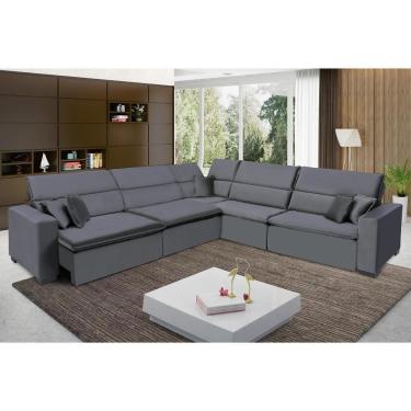 Imagem de Sofá Milão 3.75x3.75m De Canto, Retrátil E Reclinável - Chumbo