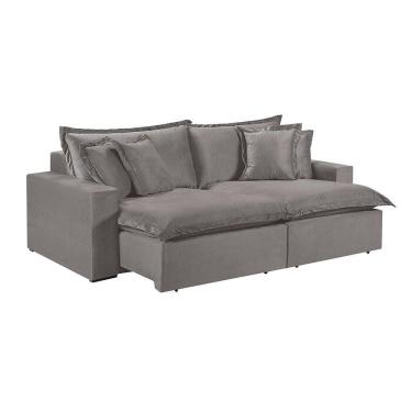 Imagem de Sofá 4 Lugares Retrátil Com Encosto Fixo Linho M-145 Martins Cinza