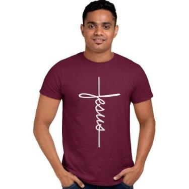 Imagem de Camiseta Jesus Fé Evangélico Gospel Crente - BLACKCHIC, Vinho, M