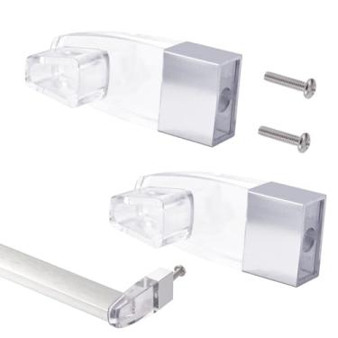 Imagem de 2 Conjunto de Suportes Transparentes em Acrílico Barra Toalha, Peças de Reposição Compatíveis com Portas Chuveiro Deslizante Moldura Alumax/Basco Inclui 2 Buchas Cromadas Brilhantes e Parafusos