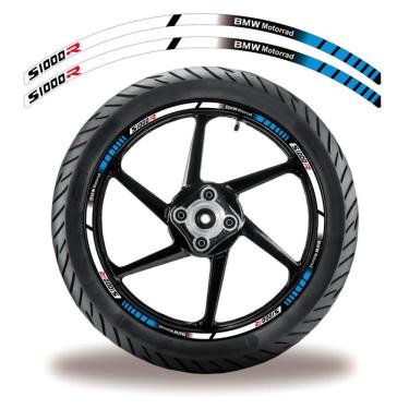 Imagem de Friso De Roda Adesivo Refletivo Bmw S1000R Preto E Branco Azul