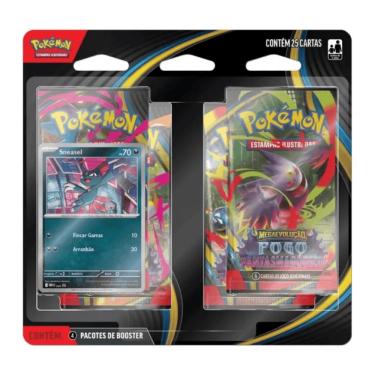 Imagem de Blister Pokémon Quadruplo Megaevolução Fogo Fantasmagórico 25 Cards