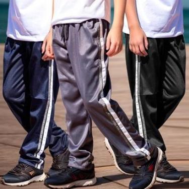 Imagem de Kit 3 Calça Infantil Esporte Uniforme Escola Tecido Helanca Flanelada-Masculino