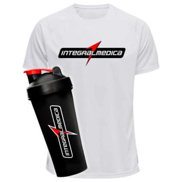Imagem de Kit Camiseta Integralmedica Coqueteleira Preta Camisa DryFit Cor:Branc