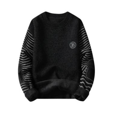 Imagem de Suéter Masculino De Inverno Em Tricô Com Forro De Lã Grosso E Quente, 