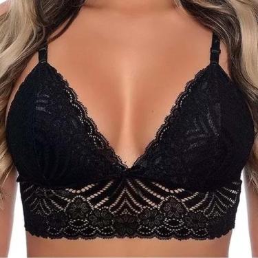 Imagem de Sutiã Sem Bojo Cropped Top Renda Avulso - Like4you, G, Preto