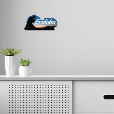 Imagem de Quadro Decorativo Corte a Laser Gratidão Madeira 30X14,5cm - Decoraset