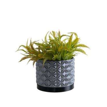 Imagem de Cachepot Floral M - Realce - Galanta, Prata/Preto
