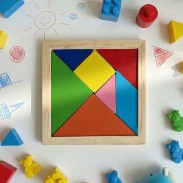 Imagem de Quebra Cabeça Tangram MDF 7 Peças  Brinquedo Educativo Infantil para R