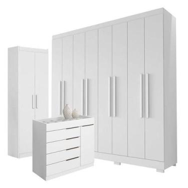 Imagem de Guarda Roupa Casal Porto 8 Portas 4 Gavetas com Cômoda Sapateira Sevil