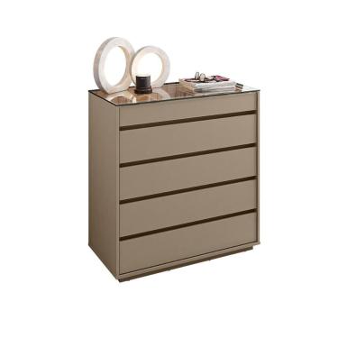 Imagem de Cômoda Quarto Belize 5 Gavetas E Tampo De Vidro Fendi Fendi