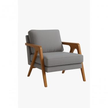 Imagem de Poltrona Mona Luxo Madeira Maciça Veludo Cinza Para Sala De Estar Decorativa Moderna